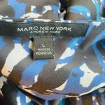 Andrew Marc Marc New York faux wrap Blouse blue animal print Photo 2
