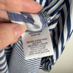 Jane and Delancey Striped Button Down Shirt 1X Blue Long Sleeve Coastal Preppy Photo 5