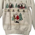 Vintage Oneita Ugly Christmas Sweatshirt 90s Santa Reindeer Cottage Size Med White Photo 3
