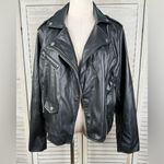 Nine West  Women's Vegan Leather Biker/Motorcycle Jacket Mineral Black-0X Photo 1