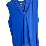 Anne Klein  Royal Blue Draped Sleeveless Blouse – Size Large Photo 3