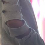 Grey Cut Out Sleeve Hoodie Gray Size M Photo 4