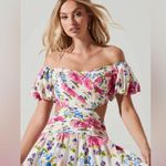 ASTR NWT The Label Liliosa Floral Off Shoulder Midi Dress Small Photo 2