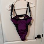 Frederick's of Hollywood Women's Purple Satin Lace Bodysuit Size Small NWT Photo 1