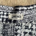 L'Agence L’AGENCE Silk Button Down Shirt Black White Print Patchwork Blouse Top 100% Silk Photo 4