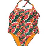 Modcloth NWOT Ava One Piece Halter Swimsuit 2X Plus Orange Watermelon Photo 2