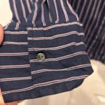 Converse  ONE STAR Womens Navy Maroon Striped Ruffle‎ Front Shirt NWT Academia Photo 3