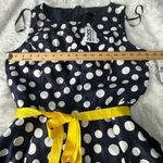 Jessica Howard  Navy Polka Dot Dress with Yellow Belt Photo 7