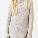 Urban Outfitters uo taupe knit shirttail turtleneck sweater side slit small Photo 1