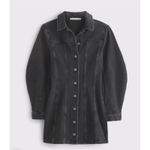 Abercrombie & Fitch Denim Button Down Barrel Sleeve Mini Dress Sz. Lrg Black Photo 3