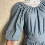 Anthropologie Love The Label Puff Sleeve Open Back Minidress Size XS H34 Blue Photo 9