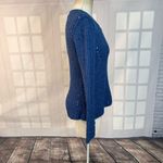 Free People š„5 forā$25 saleš„ Long Sleeve Blue Distressed Perforated Sweater Photo 5
