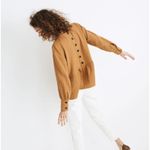 Madewell Lightspun Button-Back Peplum Top Compass Gold Gauze Blouse Cotton Sz S Photo 1