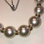 Chunky Gold Tone Faux Pearl Retro Boho Necklace White Photo 5
