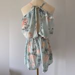 Summer light blue beach romper with floral print size xs Photo 8