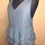 Entro Blue Ruffle Lace Up Tank Photo 0