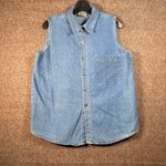 Chico's  Design Women's Sleeveless Denim Button-Front Shirt Top Size 2 Large Photo 1
