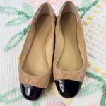 Ann Taylor  Ballet Flats Cap Toe Tan Quilted Leather Designer Shoes 7/5 Photo 0