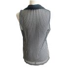 New Ruby Y2K Tie Front Open Vest Size Large Textured Sheer Pattern Black White Photo 1