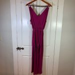 Old Navy Women Pink V Neck Jumpsuit Sleeveless Tie Waist Size Medium Wide Leg Photo 1