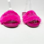 Schutz Hot pink faux fur furry Boss Babe sandals slides slippers shoes 6.5 new Photo 55