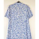 ZARA Womens Dress Blue Midi Floral Ditsy Shirtdress Linen Short Sleeve Medium Photo 8