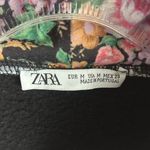 ZARA  Women's Floral Cropped Double Hoodie Sweatshirt Black Size M Photo 4