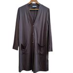Soft & Cozy Loungewear V Neck Pocket Button Closure Robe Size Medium Gray Taupe Photo 2