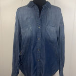 Cloth & Stone Shirt Womens Medium Blue Tencel Lyocell Denim Chambray Button Up Photo 0