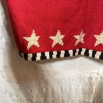 Quacker Factory  Sweater Large Red Star Stripe Sequin Flag Cardigan Short Sleeve Photo 7