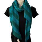 Charlie Paige NWT,  Striped Scarf Foulard Raye, Teal and Green Photo 2