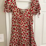 Red Floral Short Sleeve Mini Dress Size M Photo 1
