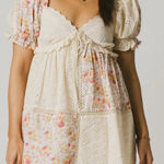 Patchwork Babydoll Mini Dress White Photo 0