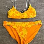 Endless Waves Yellow Orange Floral Scoop Reversible Bikini Set Large 11 Photo 0