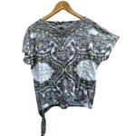 prAna ‎ Lightweight side tie cotton top Size Medium Black white print​ Photo 2
