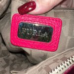Furla  Vintage‎ Canvas And Hot Pink with Silver Snake Embossed Shoulder Strap Bag Photo 11
