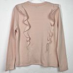 J.Crew Mercantile Heathered Pink Ruffle Trimmed Pullover Sweater Small Photo 2