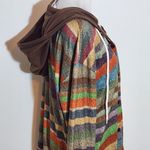 Exclusive Colorful Striped Hoodie NWT Sz Medium Women's Oversized Stripe Shacket Brown Photo 4