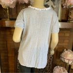 Vera Wang SIMPLY VERA  GRAY KNIT TEE WITH WHITE COTTIN RUFFLE (L) Photo 4
