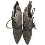 Schutz Women’s 8.5 Mouse Light Gray Fadhila Suede Tassel Wrap Heels Bootie Boots Photo 4