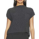 Free People Beach Sweater Knit Sweater Women M GRAY Crop Sweater Women Mock Photo 0