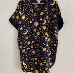 Vintage LA Intimates Back Gold Celestial Sun Moon Stars Nightie Tunic Dress Photo 0