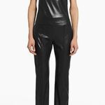 Amanda Uprichard Black Faux Leather Split Hem Pants Photo 0