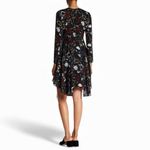 ALC Frank A.L.C. Cynthia Silk Black Floral Print Lace Round Neck Long Sleeve Dress 10 Photo 3