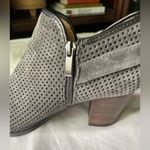 Franco Sarto NEW Dakota Gray Leather Perforated Ankle Zip Up Mob Wives Booties Photo 3