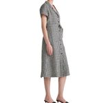 Quince 100% European Linen Button Front Dress Black Gingham Photo 1