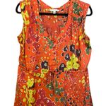 CAbi  Women's Art Teacher Satin Red Wildflower Tunic Top Photo 4
