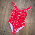 Cupshe NWT Red Polka Dot Belted One-Piece Swimsuit Retro Pinup M Photo 0