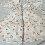 Simplee Apparel NWT Simplee Floral Surplice Neck Dot Belted Lace Trim Layered Hem Schiffy Dress Photo 11