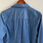 Charter Club  Denim Chambray Button Front Collared Top Front Pockets Blue 8 Photo 8